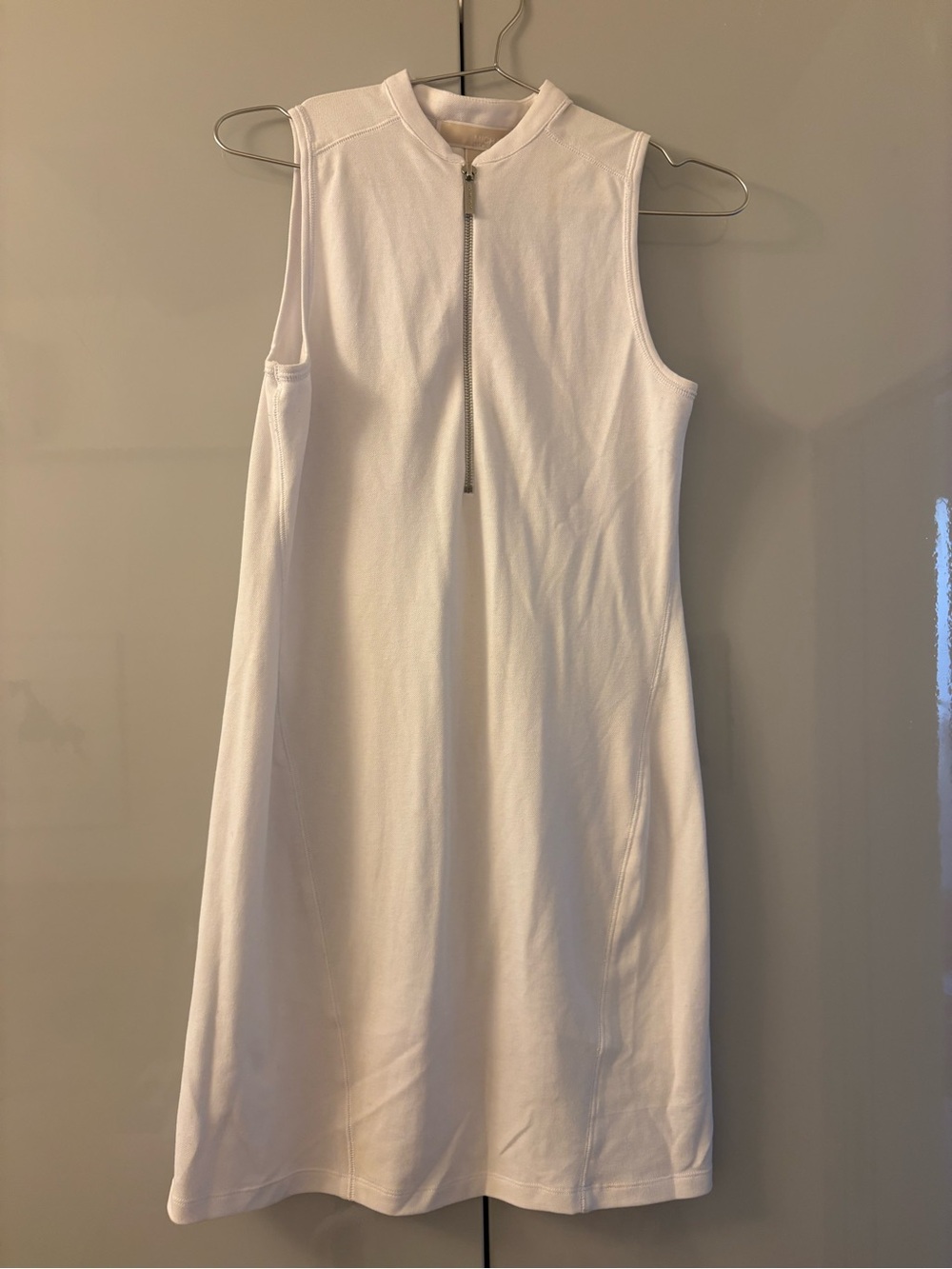 Michael Kors Sleeveless White Zip-Front Shift Dress